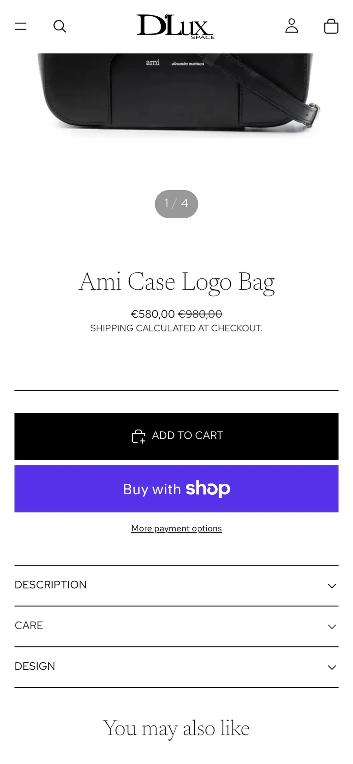 A D'Lux Space product page showing a garment photographed close enough to see the fabric