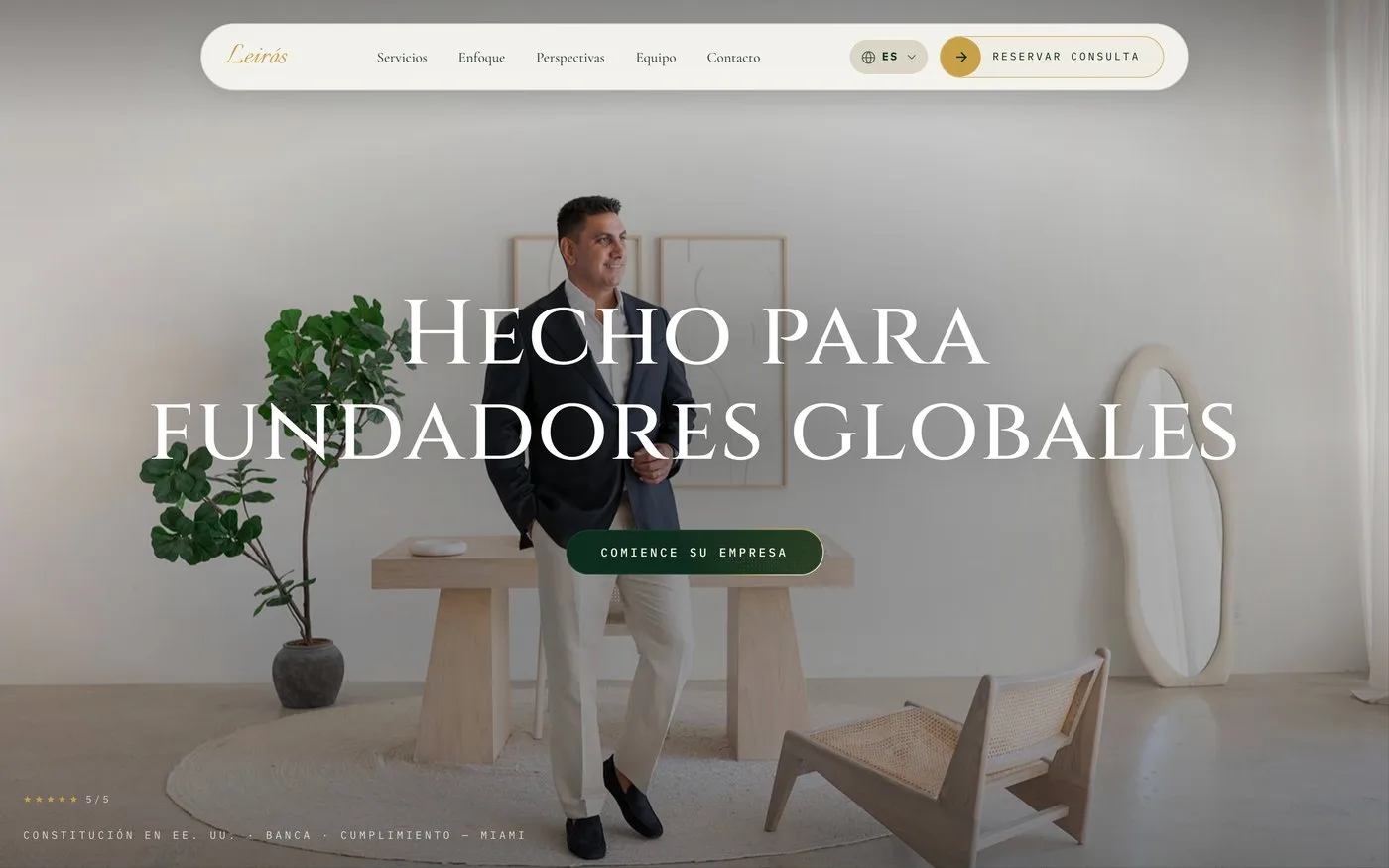 The Leirós Consulting homepage in Spanish